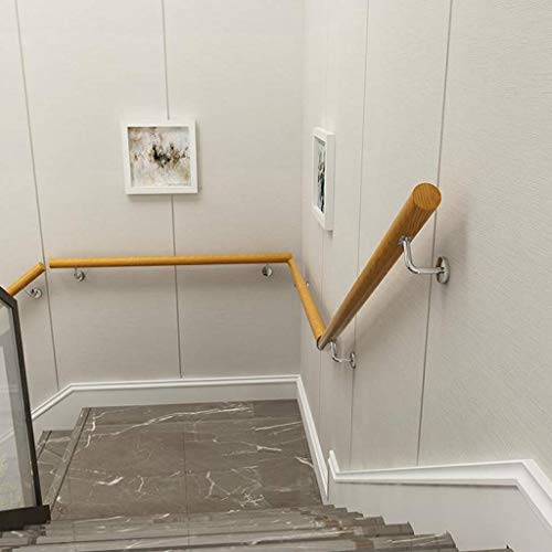 Main courante escalier kit rampe bois support inox poignee - 6