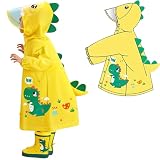 [HYJEAL] キッズ レインコート 防水加工 反射テープ付き 子供 女の子 男の子恐竜柄 ユニコーン 動物パターン 男女兼用 小学生 レインポンチョ 防水 防風 収納ポーチ付 梅雨対策 通園 通学 入園M