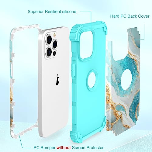 Image of Hocase for iPhone 13 Pro Max Case, Heavy Duty Shockproof Protection Soft Silicone Rubber Bumper+Hard Plastic Hybrid Protective Case for iPhone 13 Pro Max (6.7 inch) 2021 - Teal