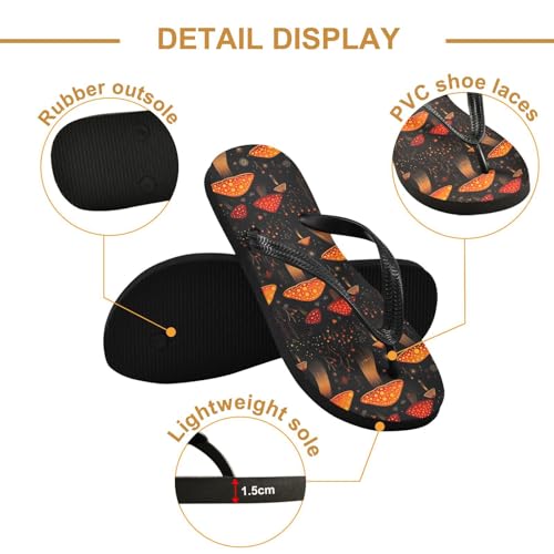 RunningBear Orange Mushrooms Black Womens Flip Flops Sandals Women Sandals Comfortable3
