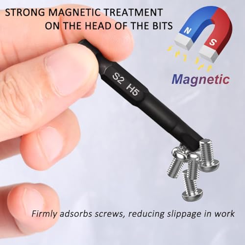 Image of H9 11-Piece Allen Key Wrench Drill Bit Set | SAE & Metric Sizes | 75mm Long Hex Bits | S2 Steel Magnetic Screwdriver Bit Set with 1 /4 inch Quick Release Hex Shank for Power Drill, Hand Tools & DIY Repair