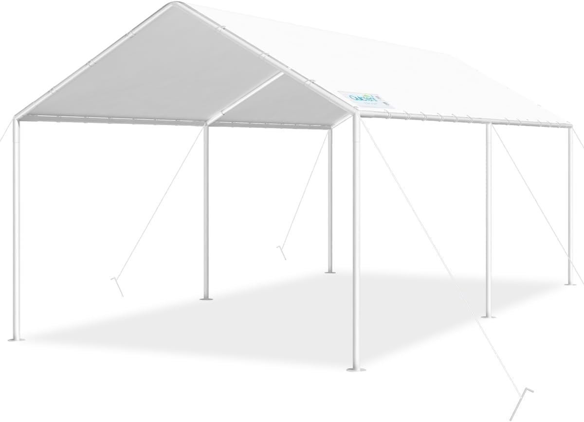 Quictent Heavy Duty 10x20 ft Carport Tent, Waterproof Outdoor Canopy Shelter for Events, Storage, Parking & Wedding - White