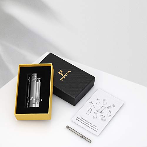 Pipita Windproof Cigar Lighter Torch Jet Triple Blue Flame Butane Torch Lighters Refillable Cigarette Gas Lighter With Punch (Gray) #TOP6
