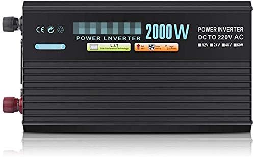 2000w Pure Sine Wave Power Inverter 12v/24v to Ac 220v Converter with 1 USB Ports Auto Adapter Power Supply &Led Display and UK 2 Outlet Socket for Rv Truck Car Home Use Car Durable