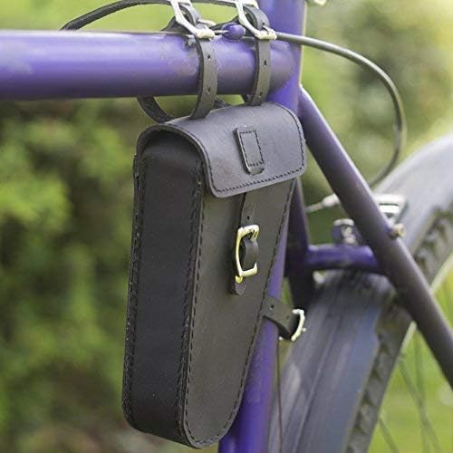 Frame Bike Bag Genuine Leather in Black Tool Bicycle Bag TRIGL-BL