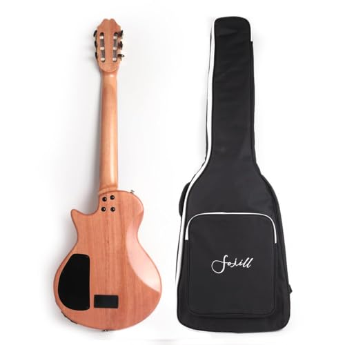 Image of Fojill Electric Classical Guitar Classic Nylon String Travel Portable Silent Practice Guitars Mahogany Body Neck Rosewood Fretboard With Gig Bag