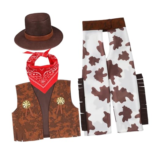 Beaupretty 1 Juego vaquero disfraces de halloween para Víspera de Todos traje de vaquero para bebé cosplay traje chaleco marrón Acetato