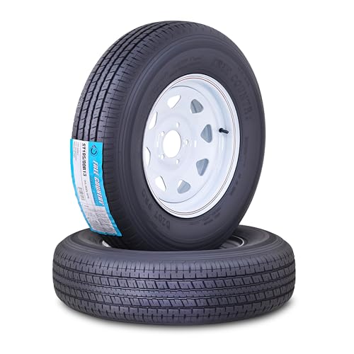 Free Country Trailer Tire Wheel Assembly ST185/80R13 6-Ply C 94N 5 Lug on 4.5 PCD White Spoke Rim SET 2