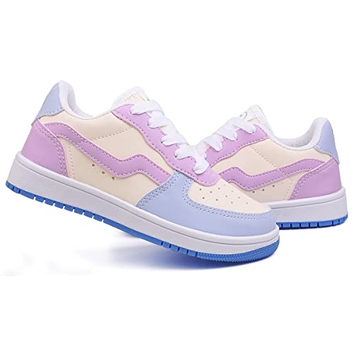 Tênis infantil feminino rosa Menina Menino calce fácil DZU (Lilás/Amarelo, br_footwear_size_system,
