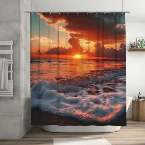 Rideau de douche en tissu 183 x 183 cm imperméable avec 12 crochets de bain