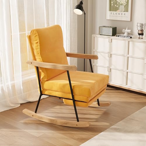 Chaise à bascule allaitement jaune avec repose-pied pour votre salon