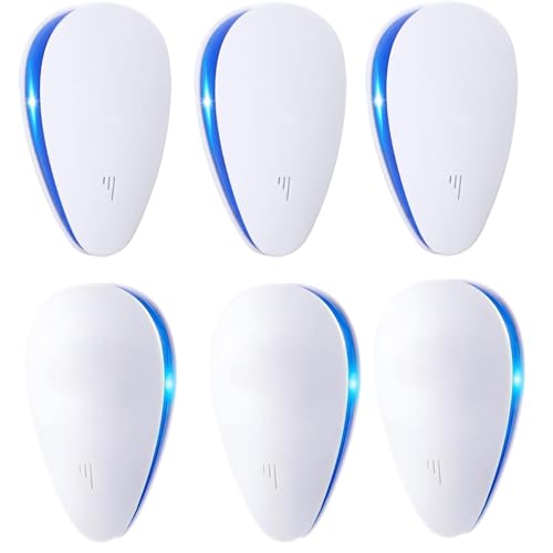 Upgraded 6 Packs Ultrasonic Pest Control Repeller, Electronic Spider Repellent Indoor for Insect Roaches Rodent Ant Bug Mosquito Rat Mouse Repellent Plug in for House Home Kitchen Garage