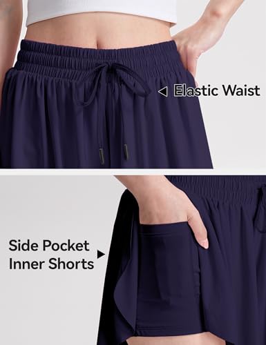 Image of KEREDA Girls Flowy Shorts,Youth /Toddler Butterfly Shorts with Spandex Liner 2-in-1 for Running,Sports,Athletic,Fitness,Tennis