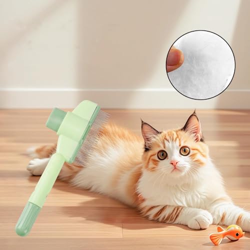 OYUUJII Fellblitz Bürste Katze,Katzenkamm,Hundekamm Tierhaarent fernungskamm mit Auslöseknopf Katzenkämme Flohkamm für Hunde und Katzen,Selbstreinigender Pflegekamm für Langhaar und Kurzhaar (Grün)