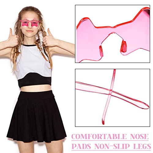 Chengu 2 Pcs Star Shape Rimless Sunglasses Transparent Candy Color Sunglasses Party Favor For Girls Boys Women (Pink) #TOP2