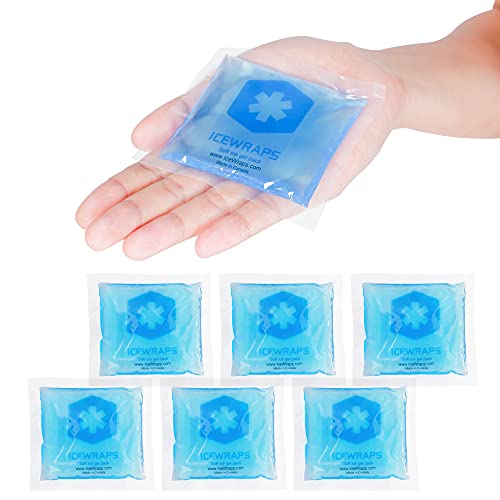 3x3 Gel Pack Reusable Hot or Cold Boo boo Ice Packs for First Aid by IceWraps (6 Pack, Blue)