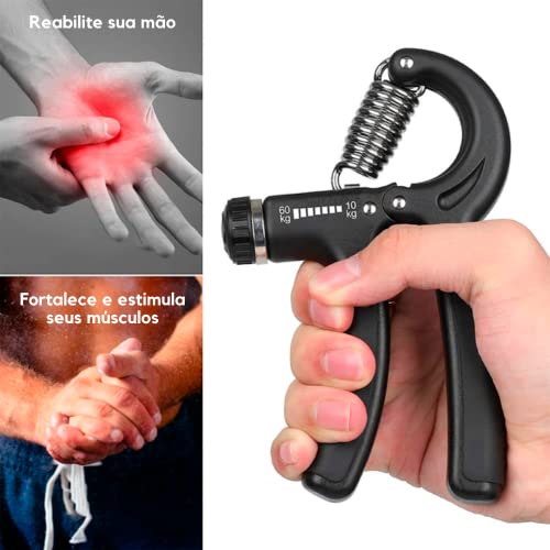 Hand Grip Fortalecedor Braços Antebraços Mãos Punho Pulso Resistente Regulável 5 a 60kg Ajuste Inten