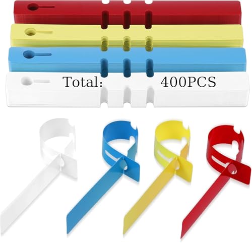 400 Stück Pflanzschilder für Draussen Wetterfest, 4 Farben Pflanzenschilder zum Beschriften, 21x2 cm Schlaufenetiketten, Pflanzenmarker aus Kunststoff für Setzlinge, Kräuter, Gemüse & Baumbeschriftung