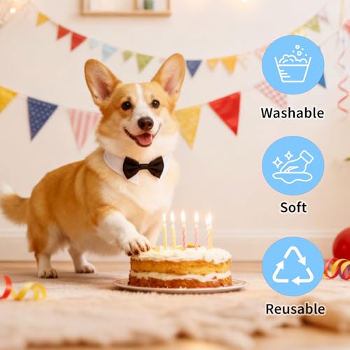 VOSSOT Fliege für Hunde und Katzen, Verstellbare Hundekrawatte mit Klettverschluss, Haustier Krawatte, Halsband Hund Katze Klein, Kostüm Hundeflieg, Anzug Hund für Hochzeit Geburtstag