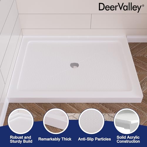 Image of DeerValley 48 inchL X 36 inchW Center Drain Shower Base in White