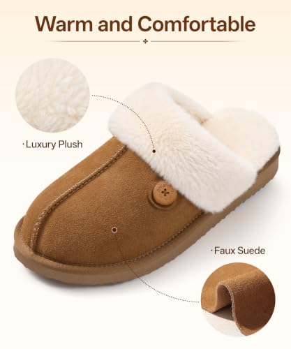 Image of Litfun Fuzzy Memory Foam Slippers for Women Indoor Outdoor House Shoes