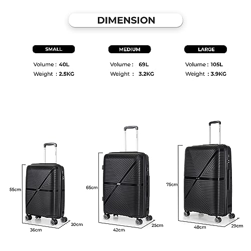 Image of Stony Brook Nasher Miles Axis 75 Cm 28 Inch Polypropylene Hard-Sided 4 Wheels Spinner Check-in Luggage Trolley Bag (Black)