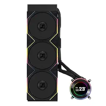 Lian Li Hydroshift II-C 360TL RGB Liquid CPU Cooler - 360mm AIO - 3X 120 RGB Fans - 2.1” IPS LCD Screen - 3 Control Mode - Flexible Tubes Clamp - LGA 1851/1700, AMD AM5/AM4 - Black (HS2LCD36TB)