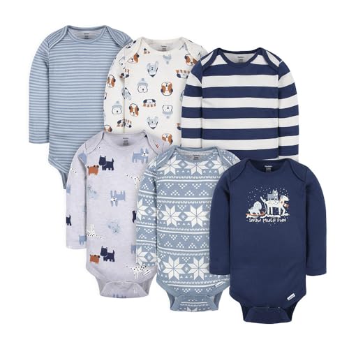 Image of Gerber Baby Bodysuits Long-Sleeve Cotton Onesies 6-Pack for Girls Newborn
