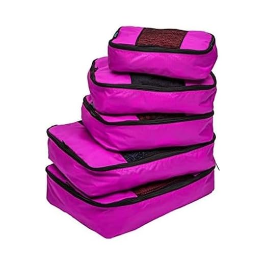 TravelWise Luggage Packing Organization Cubes 5 Pack, Pink, 1 Small, 2 Medium, 2 Large