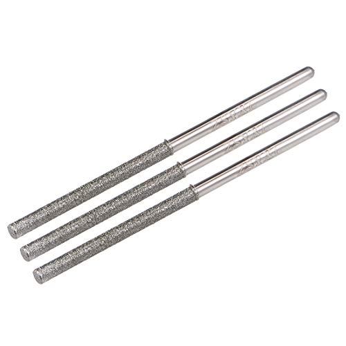 uxcell Mini Diamond Burrs Grinding Drill Bits for Rotary Tool 2.35mm Shank 2.6mm Cylindrical Ball Nose 3 Pcs