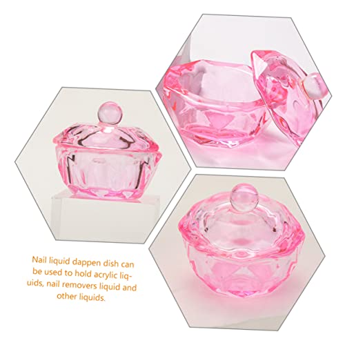 Healeved 2pcs Pink Crystal Dappen Dish con Tapa miniatura 5