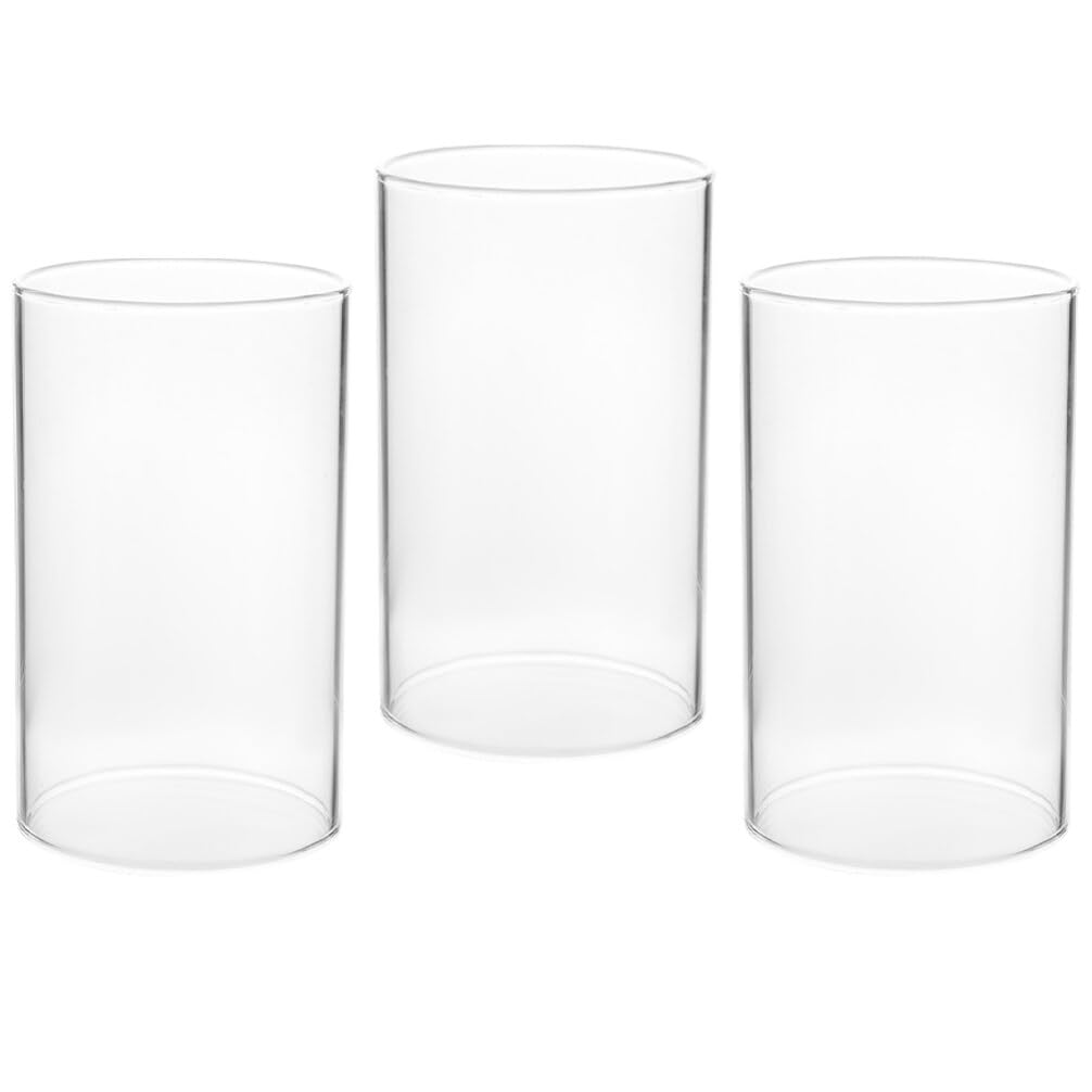 Cabilock Candle Holder Tube Shade: 3pcs Hurricane Candle Holder Sleeve Open Ended Clear Glass Cylinder Candleholder Bottomless Candle Cover Windproof Home Decor B