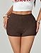 FaroDor Women Floral Lace Ruffle Booty Shorts Skinny Elastic Drop Waist Pants Mini Short Brown X-Small