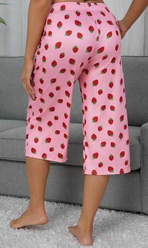 X-Image Women's Capri Pants Loose Soft Drawstring Wide Leg Sweatpants Causal Capris Pajama Lounge Pants with Pockets2