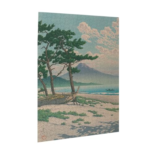 川瀬巴水 三保の松原 パズル 500ピース ジグソーパズル 木製 リラックス 気分転換 壁飾り 絵画 ギフト お誕生日プレゼント 初心者向け 52*38cm