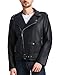 WULFUL Men's Leather Jackets, Faux Bomber Jacket for Men Motorcycle Lapel Asymmetric Zip-Up Slim Fit Biker Coat
