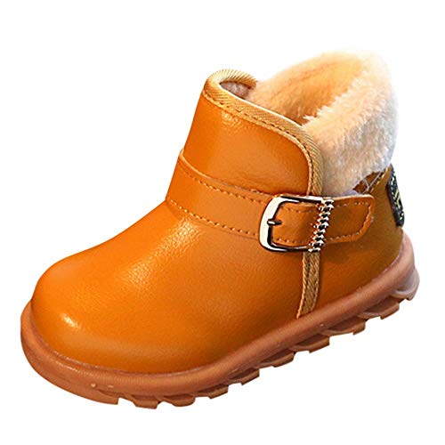 Vinjeely Toddle Baby Girls Boys Fur Lined Warm Martin Shoes Solid Winter Ankle Snow Boots Crib 1-12T Brown