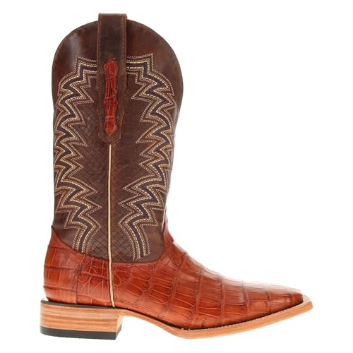 Image of Vaccari Men's Navarro Genuine Alligator Tail Leather Broad Square Toe Cowboy Boots