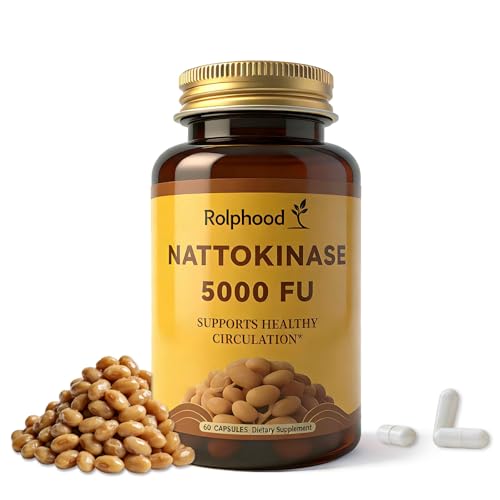 Rolphood Nattokinase Supplement 5000FU Per Serving Gluten Free Non-GMO 60 Capsules