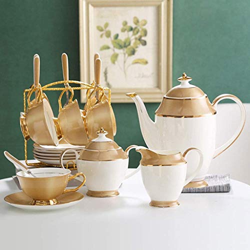 QUSYZD Juegos de té con Tetera, Tazas de café, Juego de té y café de Porcelana China, Tazas de cerámica, Cajas de Regalo para Bodas, Taza de té y platillo de Porcelana,