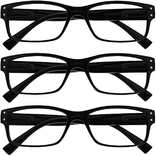 The Reading Glasses Company 3 Pack Mens Black Large Designer Style Readers Spring Hinges RRR11-1 +2.50