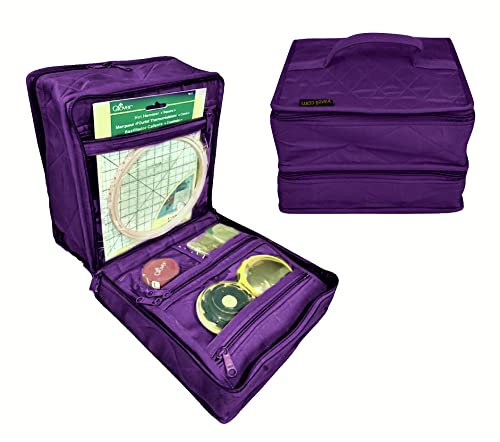 Yazzii Deluxe Double Organizer Tote Bag - Portable Storage Organizer - Multipurpose Storage Organizer For Crafts, Toiletries, Medication, Cosmetics & Jewelry Purple #TOP27