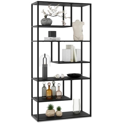tectake® Industrial Regal, 85 x 35 x 188 cm, Metallregal, Bücherregal mit Regale & Ablagen für Wohnzimmer Deko, 7 Regalböden, als Raumtrenner, Standregal hoch, inkl. Kippschutz, höhenverstellbare Füße