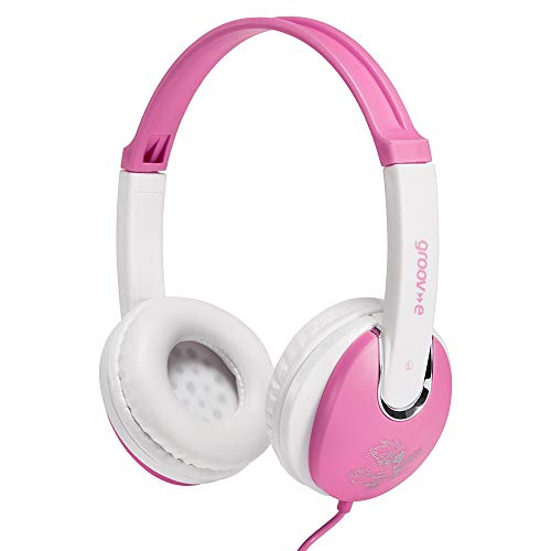 Groov-e Kidz On-Ear DJ Style Headphones  with Adjustable Headband, Soft Ear Pads, 3.5mm Headphone Socket for Smartphones, Tablets & Laptops - Pink