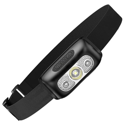 SuperFire Lampe frontale rechargeable à LED avec détecteur de mouvement, étanche, légère, 2000 mAh, 1000 lumens, 7 modes, lumière rouge, pour camping, course à pied, cyclisme, promenade du chien