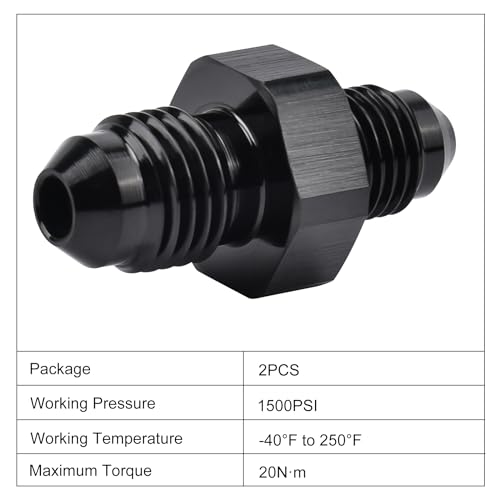 Image of EVIL ENERGY 4AN Male to 3AN Male Flare Reducer Coupler Union Straight Adapter Fitting Black 2PCS