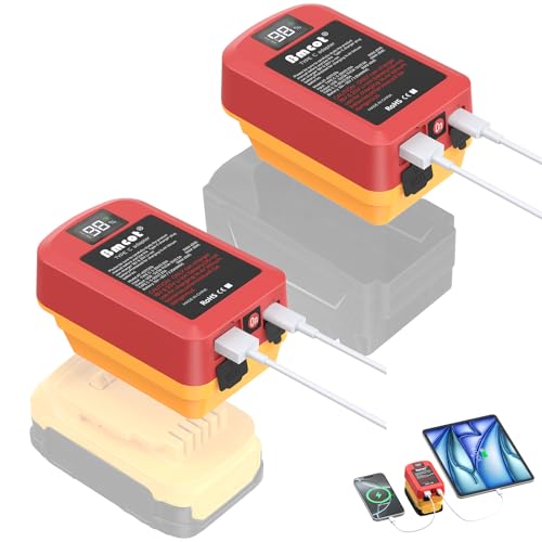 Bmcot 2Packs 65W Fast Battery Charger Compatible with Dewalt 20V Max and Compatible with Milwaukee 18V Batteries, with USB/Type-C Dual Output, LED Digital Display (Charger Only)