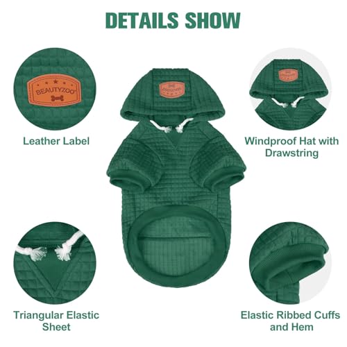 Image of BEAUTYZOO Dog Hoodies Sweater for Medium Dogs, Waffle‑Like Laminated Coat | Warm Dog Sweatshirt with Pocket & Leash Hole, Pullover Clothes for Girl Boy Dogs, Stretchy & Easy‑On‑Off, Bulldogs Pitbulls