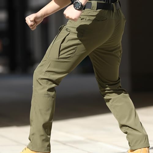 Yuemengxuan Men's Stretch Cargo Pants Ripped Straight-Fit Chino Pants Waterproof Joggers Casual Trousers with Multi-Pockets2