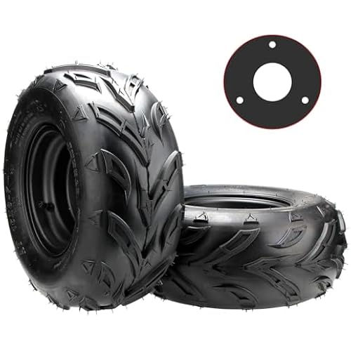 16x8-7 ATV Wheels, 3 lug 16x8-7 Tubeless Tires for Kazuma Quad ATV Go Kart UTV 125cc 150cc Off Road Tyres 3 Holes Rim set of 2